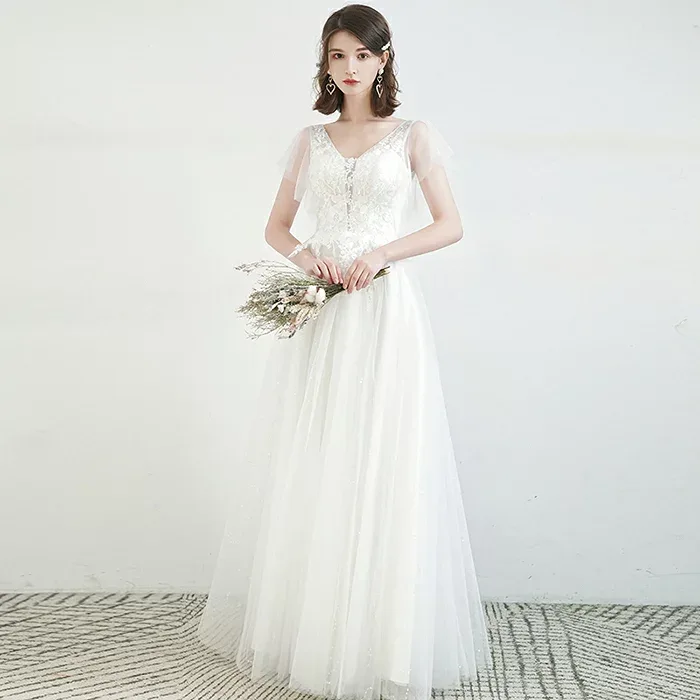 ウエディングドレス 二次会 袖あり ロングドレス Aラインドレス ウェディングドレス 結婚式 花嫁ドレス 演奏会 パーティードレス ブライダル お呼ばれ エンパイア ワンピース 大きいサイズ 披露宴 海外挙式 前撮り wedding dress XXS XS S M L XL XXL XXXL 後撮り お色直し