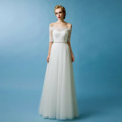 ウェディングドレス 結婚式 aライン ウエディングドレス 二次会 花嫁 パーティードレス 披露宴 ブライダル ロングドレス 演奏会 白 シンプルドレス 半袖 前撮り 後撮り フォトウェディング ウェディングフォト 挙式 海外挙式 お色直し ロケーションフォト 教会式 リゾート婚
