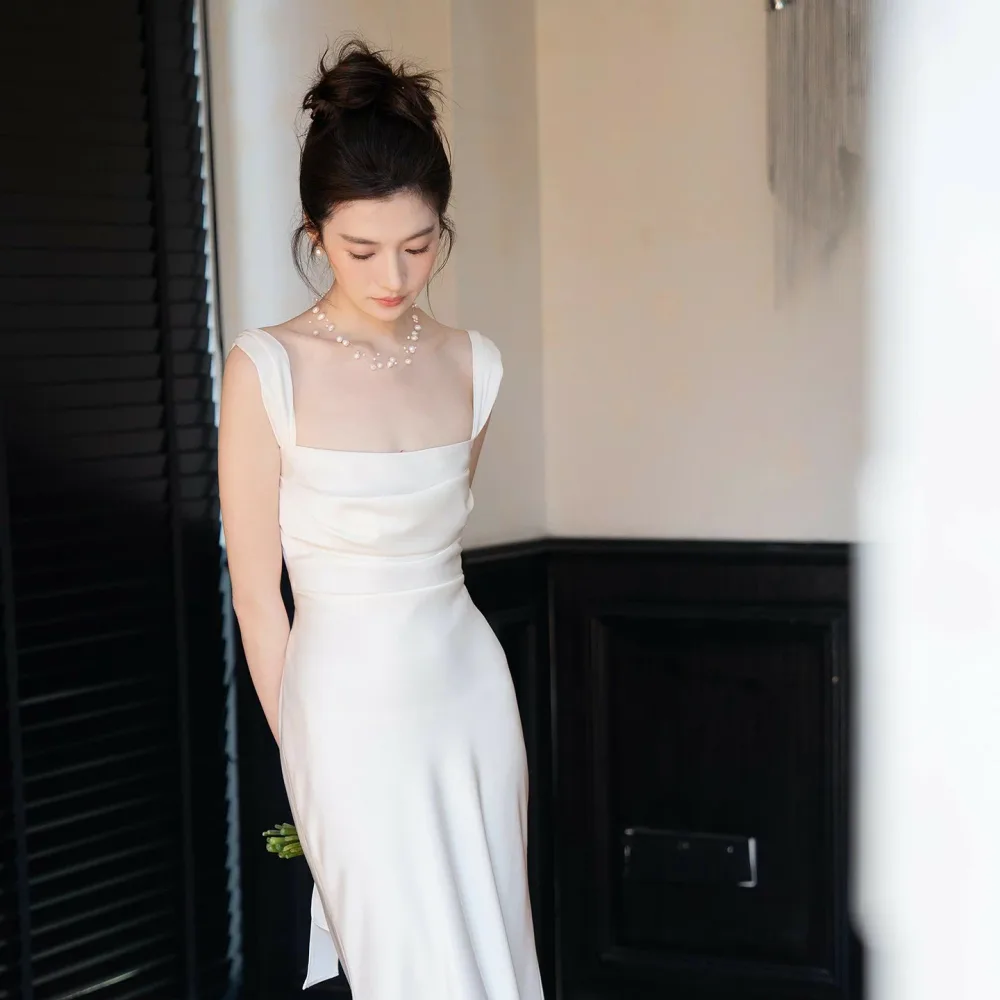 ウェディングドレス シンプル ロングドレス 結婚式 Aラインドレス 花嫁 前撮り 二次会 イブニングドレス ストラップネック ブライダル ワンピース 海外挙式 お呼ばれ ドレス 結婚式 披露宴 演奏会 文化祭 小さいサイズ 大きいサイズ オーダーメイド 後撮り お色直し 教会式