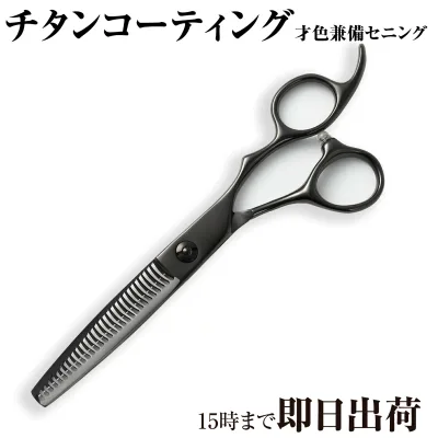 日本の鋏専門メーカー 理美容師専用 /【PF】DEEDS GTZ ブラック チタン セニング (6.0インチ・スキ率25%前後) /美容師 理容 理容師 セニングシザー