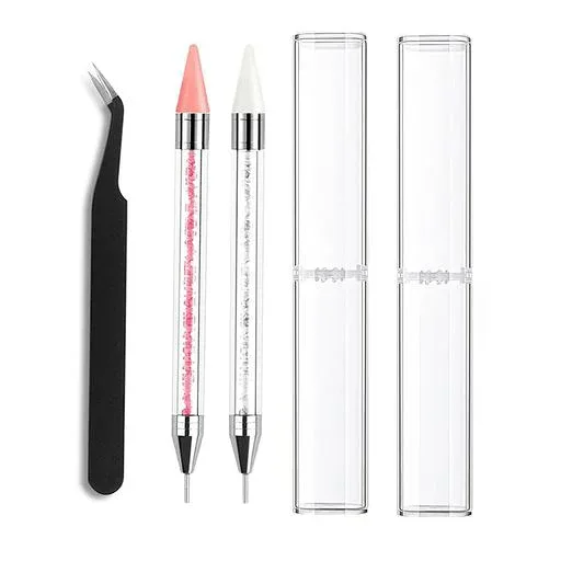 LATIKALY ラインストーンピッキングペン ステンレスピンセット ネイルデザイン ダイヤモンドペインティングペン ネイルデコレーションペン DIYクラフト デコレーションツール 点描ツール …