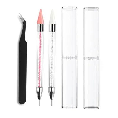 LATIKALY ラインストーンピッキングペン ステンレスピンセット ネイルデザイン ダイヤモンドペインティングペン ネイルデコレーションペン DIYクラフト デコレーションツール 点描ツール …