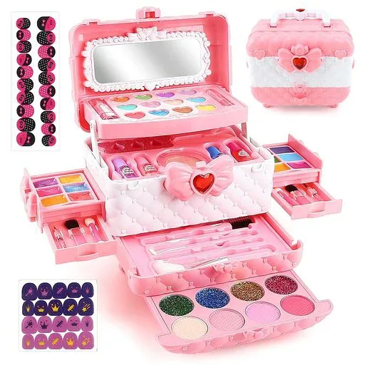 コスメセット おもちゃ メイクセット お化粧セット 女の子 ドレッサー 子供 メイクアップケース付き 子供 なりきり ごっこ遊び 6 7 8 9 10 11 12 13 歳女の子誕生日プレゼント人気 クリスマス …