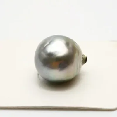 タヒチ黒蝶真珠パールルース 両穴 13mm グリーングレーカラー