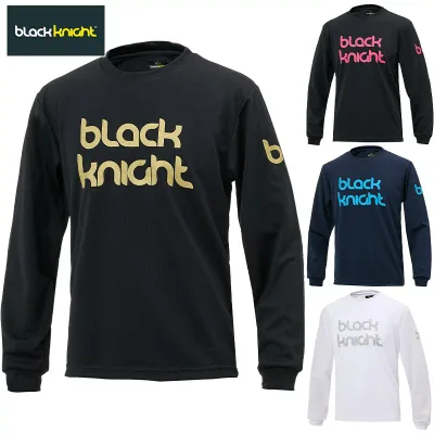 ブラックナイト メンズ レディース ユニ ドライロングTシャツ バドミントン ウェア 競技 トップス 長袖 吸汗速乾 UVケア 運動 スポーツ ホワイト 白 ブラック 黒 ネイビー black knight T-5205U