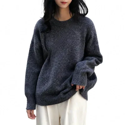 ニットセーター レディース 体型カバー ゆったり トップス カジュアル 無地 秋 冬 かわいい おしゃれ 大きいサイズ ゆったりサイズ 通学 通勤 お出かけ 普段着 デイリー 旅行