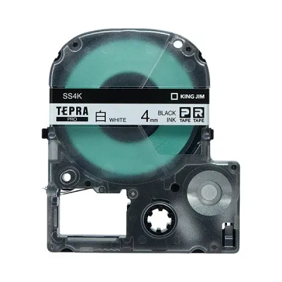(まとめ) キングジム テプラ PRO テープカートリッジ 4mm 白/黒文字 SS4K 1個 【×5セット】