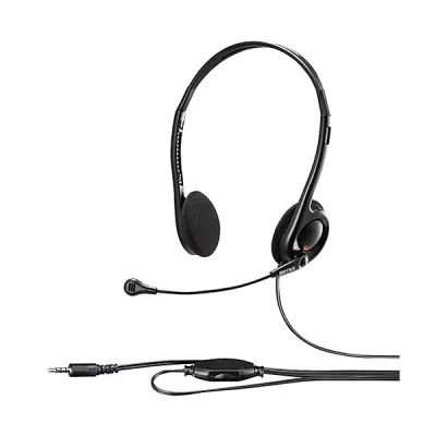 (まとめ)バッファロー両耳ヘッドバンド式ヘッドセット 4極 ブラック BSHSHCS100BK 1個【×3セット】
