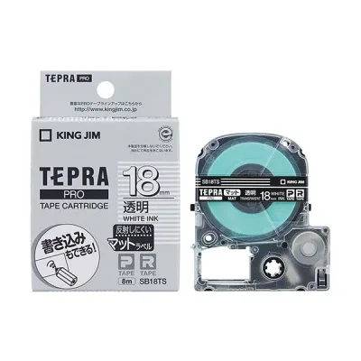 KING JIM(キングジム) テプラPROテープ マットラベル透明 18mm 白文字 KJ-SB18TS