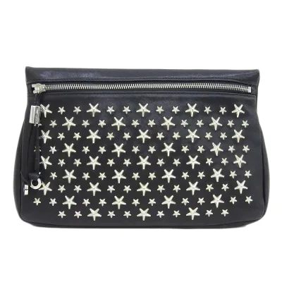 【8/1 P2倍】【大幅値下げ!】 ジミーチュウ JIMMY CHOO フィリッパ スタースタッズ クラッチバッグ セカンドバッグ レザー 黒 【中古】