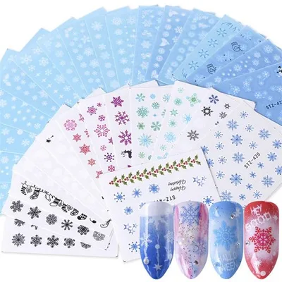 30枚セット クリスマス 雪の花 白 ウォーターネイルシール ネイルシールジェルネイル ネイルステッカー埋め込みやすい 水で剥がすシール写ネイル ネイルパーツネイルアートネイルデコ