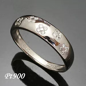 Pt900 甲丸リング 花 flower 天然ダイヤモンドリング 0.13ct ファッション ジュエリー アクセサリー レディース 指輪 バレンタイン プラチナ ダイアモンド 重ねづけ プレゼント ピンキー 送料無料 品質保証書 4月 誕生石 ドット 水玉
