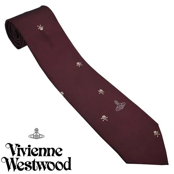 Vivienne Westwood ヴィヴィアン・ウェストウッド ネクタイ ボルドー系 ドット柄 イタリー製 シルク100% AW24 81050004-W0107-I401-BORDEAUX