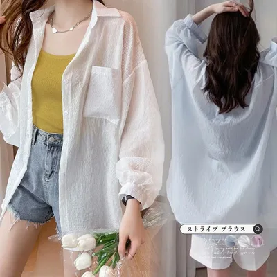 Miniministore ストライプ ブラウス シアーシャツ 夏服 トップス