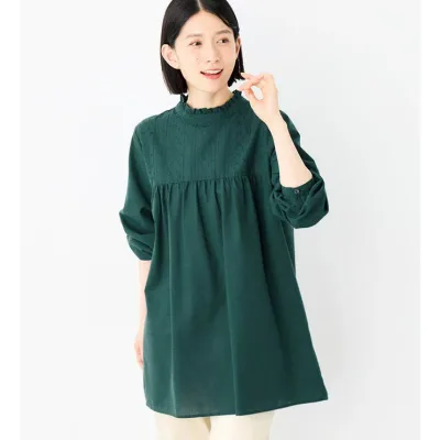 【10%OFFクーポン!10/27(火)9:59まで】Viola e Viola 刺しゅうのフリル衿チュニックブラウス トップス