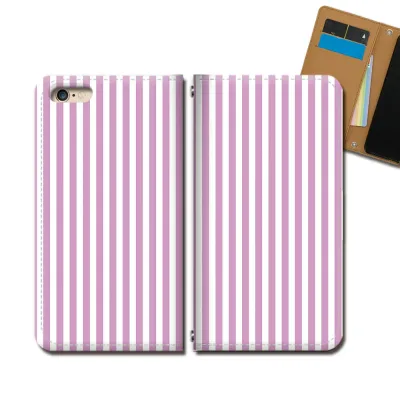 Xperia 10 II SO-41A スマホ ケース 手帳型 ベルトなし ストライプ 白 紫 ハンドメイド スマホ カバー シンプル eb29502_03