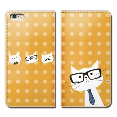 OPPO A54 5G OPG02 スマホ ケース 手帳型 ベルトなし 猫 ドット ネコ メガネ ネクタイ スマホ カバー ねこ12 eb22202_02