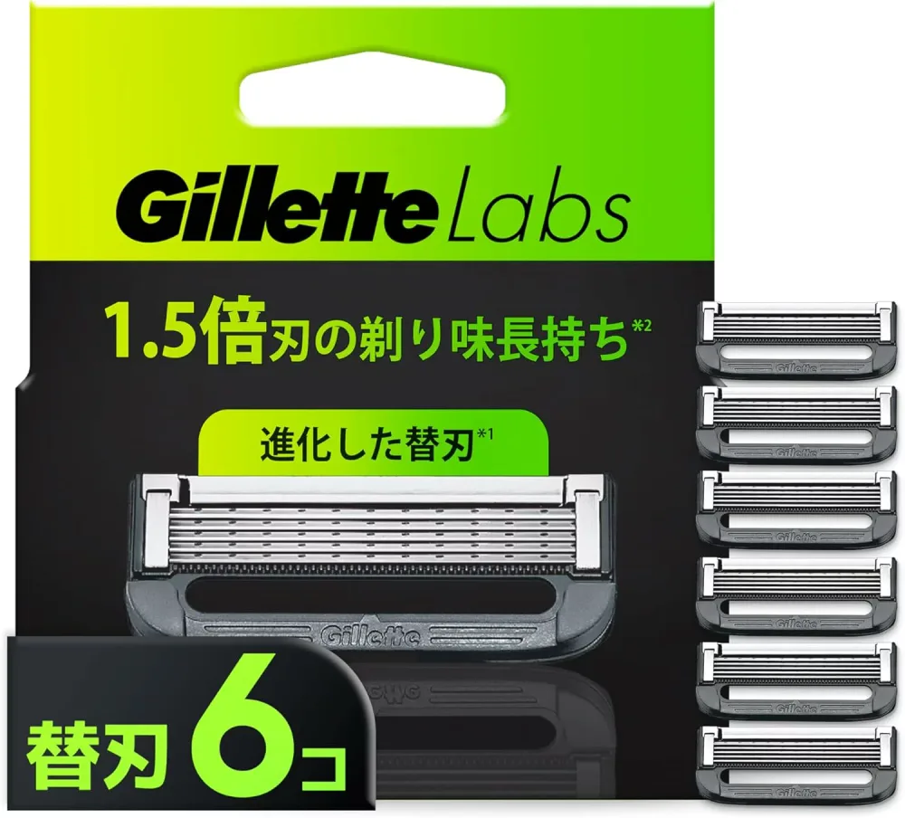 ジレットラボ Labs 髭剃り 替刃 6個 カミソリ 剃刀 メンズ 深剃り 角質除去 ラボ