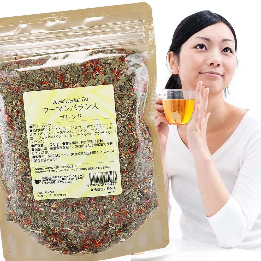 ウーマンバランスブレンド 茶葉タイプ 100g チェストツリーティー お茶 ユーン ハーブティー(ブレンド) ブレンドハーブティー 女性 毎月 リズム リセット herb tea ウーマンティー opms ハーブティーリーフタイプ ゆうメール送料無料