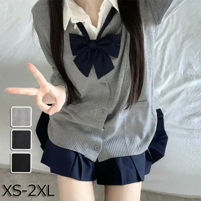 制服 カーディガン スクールカーディガン グレー ブラック 黒 無地 ニット 女子 入学式 卒業式 学生服 女子高生 JK レディース 長袖 シンプル 結婚式 発表会 通学 可愛い コスプレ コスチューム 仮装 イベント 学園祭 演劇 舞台 学芸会 文化祭 ハロウィン