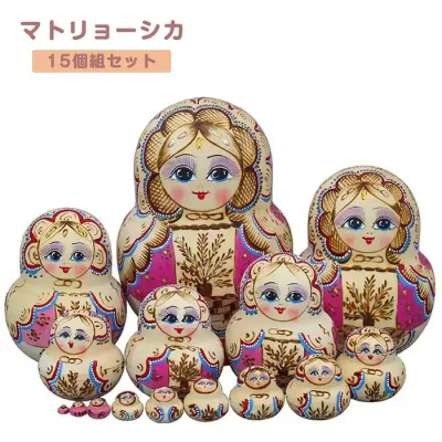 マトリョーシカ ロシア クリスマス 人形 民芸品 土産物 手作り人形 手描き オブジェ 15個組20cm インテリア 雑貨 洋風 ギフト プレゼント 北欧雑貨 伝統工芸 おもちゃ 飾り 誕生日 キッズ 子供 部屋 ハロウィン かわいい