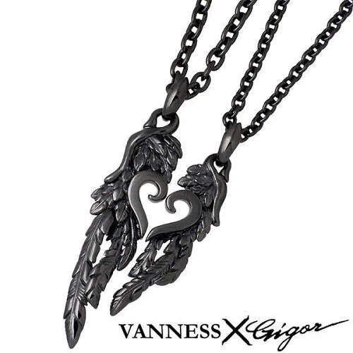 ジゴロウ GIGOR アヴァ + イリネス ハート シルバー ネックレス アクセサリー ブラックチタン シルバー925 スターリングシルバー NO-250-251-P