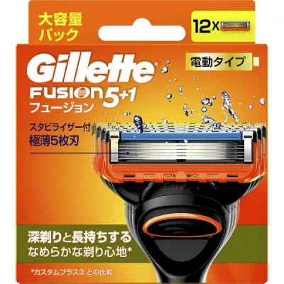 【送料無料!(地域限定)】ジレット フュージョン5+1 電動タイプ 替刃 12個入