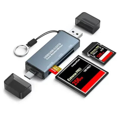 CFカードリーダー LUONOCAN コンパクトフラッシュ リーダー microsd sdカードリーダー usb type-c マルチカードリーダー otg 対応 メモリーカードリーダー
