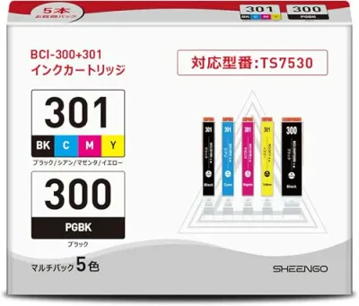 BCI-301+300/5MP インクカートリッジ キヤノン用 インク 互換 対応機種:PIXUS TS7530 大容量