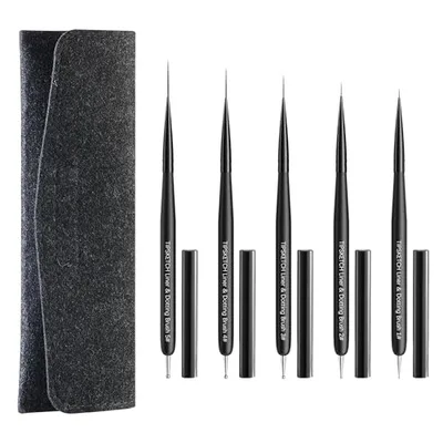 ジェルネイル筆 極細&ドット 5点セット キャップ&収納袋付き ジェルネイルキット ネイルブラシ 爪ブラシ アクリルリキッド ジェルネイル絵描きブラシ ジェルネイル絵描きブラシ 日本製ナイロン使用