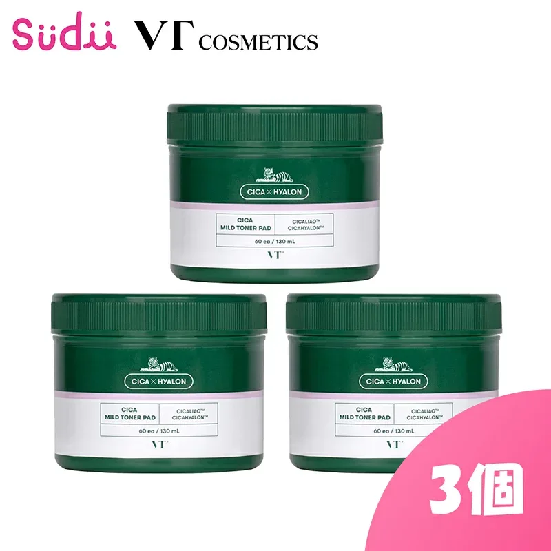 シカ 拭き取りパッド【3個】 VT CICA MILD TONER PAD 60枚 / 130ml【正規品】ブイティ 公式 スキンケア シカ トナーパッド 角質 角質ケア 水分チャージ ケア 弱酸性 うるおい 毛穴引き締め 弾力 肌キメ 水分