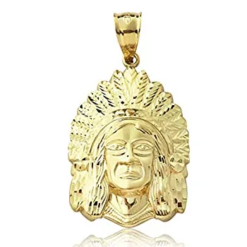 【中古】【輸入品・未使用】lovebling 10?KイエローゴールドNative American Indian Chief Head (1.50?%ダブルクォーテ% X 0.82?%ダブルクォーテ%)