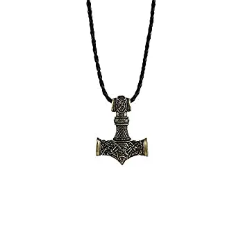 【中古】【輸入品・未使用】LANGHONG 北欧バイキング トールハンマーネックレス Mjolnir ネックレス メンズ タリスマンジュエリー 40x55mm
