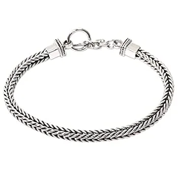 【中古】【輸入品・未使用】Novica。925スターリングシルバーメンズチェーンブレスレット、8?%ダブルクォーテ% with Toggle Clasp、ドラゴン' Braid '