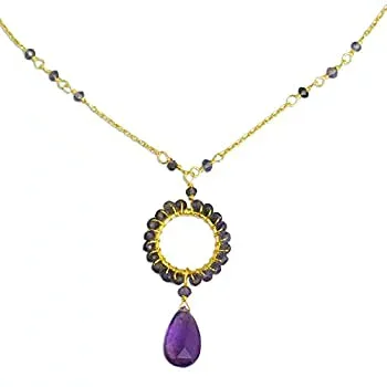 【中古】【輸入品・未使用】Novica 24?Kゴールドメッキスターリングシルバーアメジストとアイオライトペンダントネックレス、17.0?%ダブルクォーテ% ' Iris雨、'