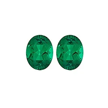 【中古】【輸入品・未使用】Mysticdrop 2.06-3.80 Cts 9x7 mm AAA オーバルロシア人工エメラルド (2個) ルースジェムストーン
