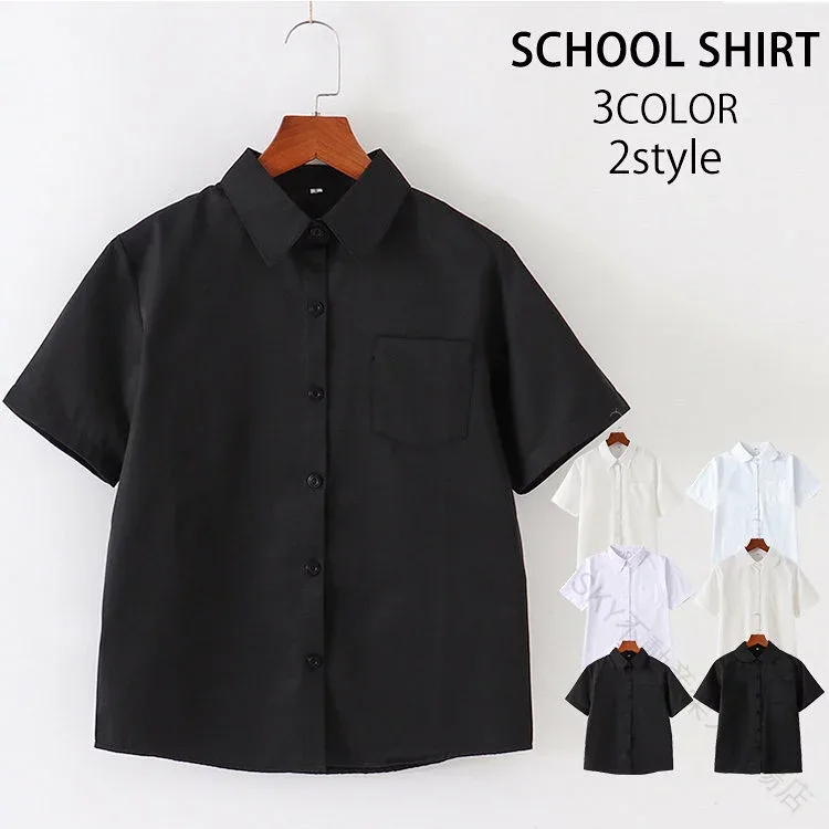 スクールシャツ 学生服 学生制服 制服 スクールブラウス シャツ ブラウス 半袖 丸襟 角襟 無地 シンプル カジュアル 女子 男子 JK JK制服 コスプレ スクール 高校生 中学生 大きいサイズ