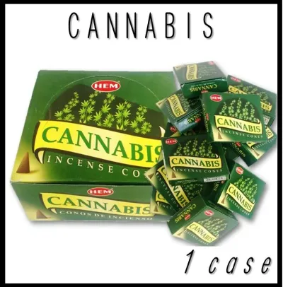 送料無料♪☆インドHEM社のお香☆CANNABIS カナビス☆コーンタイプ 12箱1箱10個なので120個分ゆうパケットで送料無料ポスト投函でお送りします