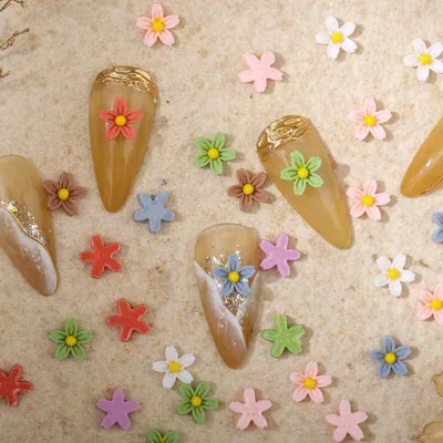 ネイルパーツ 五弁花 花型 立体 デコレーション 爪用装飾品 マットカラー パステルカラー 3Dネイルアート 貼るだけ セルフネイル ジェルネイル マニキュア デコパーツ 高級感 おしゃれ かわいい 手軽 映え 華やか アクセント 初心者向け 指先 美容