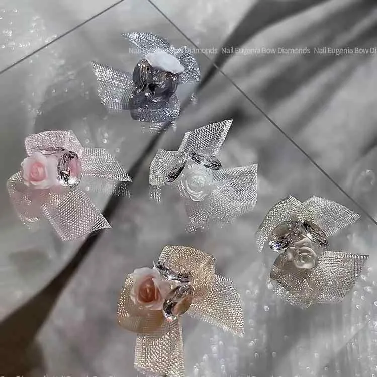 ネイルパーツ レディース ネイルアート 3D デコレーション 蝶々結び リボン チュール オーガンジー カメリア 薔薇 ローズ ジルコニア ラインストーン 貼るだけ セルフネイル 指先 おしゃれ かわいい 華やか 立体感 付け爪 デコパーツ マニキュア