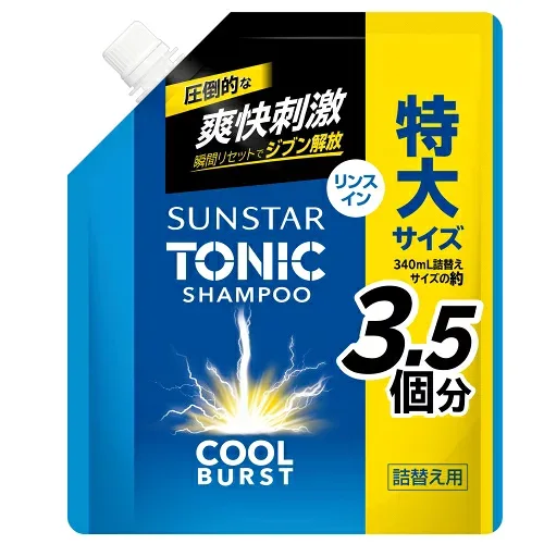 サンスター トニックシャンプー COOL BURST リンスイン 詰め替え 特大サイズ 1200ml / サンスター 大容量