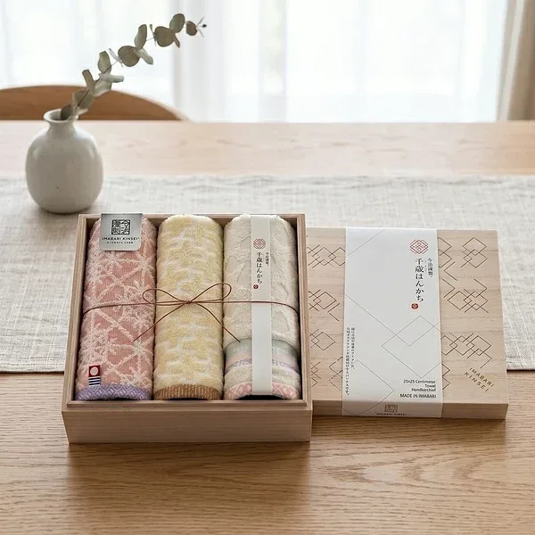 今治謹製 千歳はんかち3枚セット ピンク