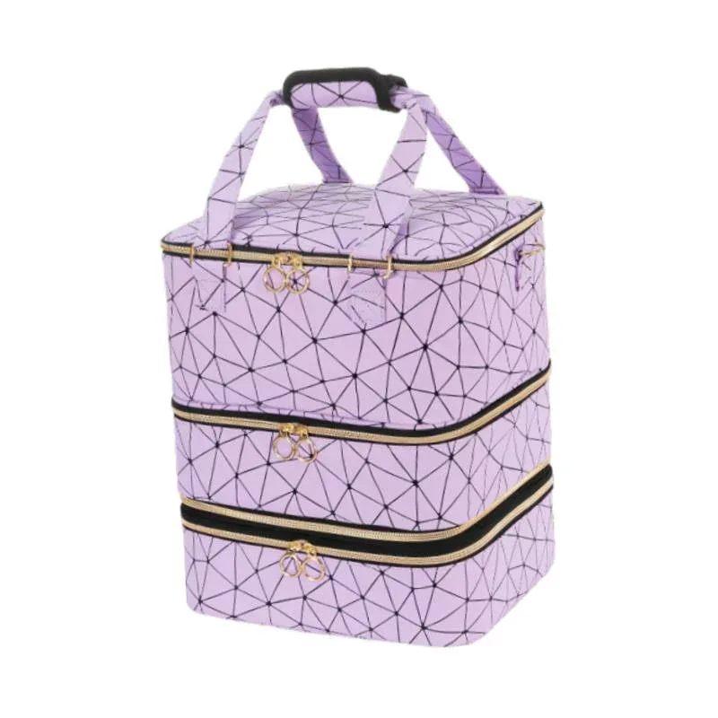Nail Polish Organizer Case 3 Layers Portable Perfume PU Carrier Zipper Pocket