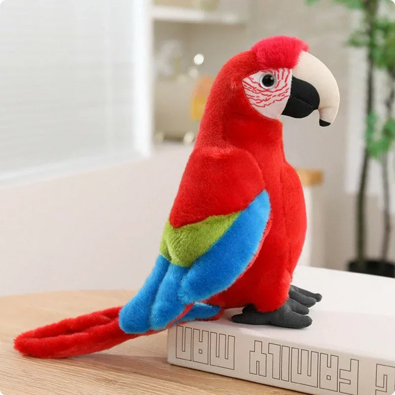 オウムのぬいぐるみ.かわいいコンゴウインコのぬいぐるみ.柔らかいコンゴウインコのぬいぐるみ.赤