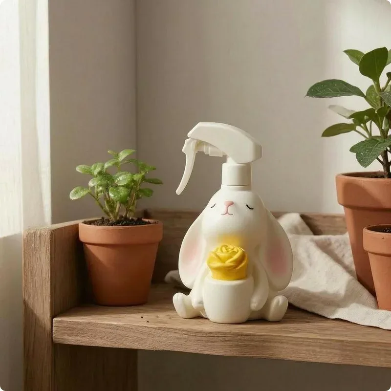 うさぎのかわいいミストツール.ウサギのスプレーボトル.プッシュトリガー式.室内用.葉っぱ用ミストツールボトル.家庭や庭用.かわいいウサギのスプレー