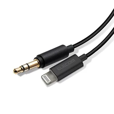 エレコム AUXケーブル/Lightning-φ3.5オス/スリムデザイン/0.5m/ブラック 送料無料