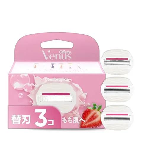 ヴィーナス カミソリ 剃刀 女性用 ソープ付 イチゴ畑の香り うるもち肌へ 替刃 3個 コンフォートグライド