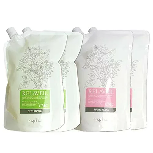ナプラ リラベール CMC シャンプー 1000mL ×2個 + ヘアマスク 1000g ×2個 詰め替え セット