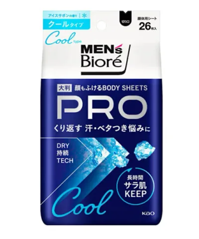 メンズビオレ 顔もふけるボディシートPRO クールタイプ アイスサボンの香り 26枚入