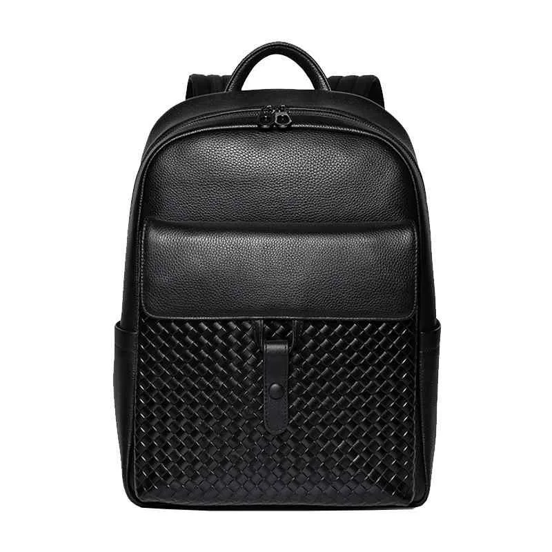 Rucksack for men, business PC storage, genuine leather, cowhide leather, black, compatible with 15 inch PC, large capacity, lightweight, business trips, travel, work, school, casual, everyday use, luxury